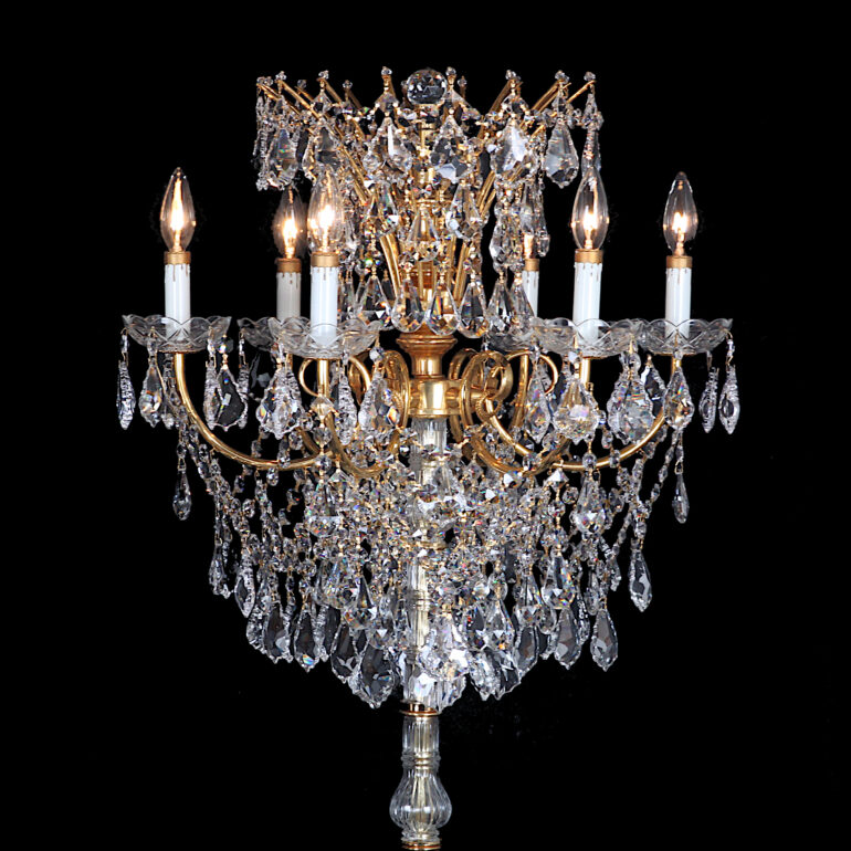 Vintage Gold Crystal Floor Chandelier / Candelabra C-BM | Antique Warehouse