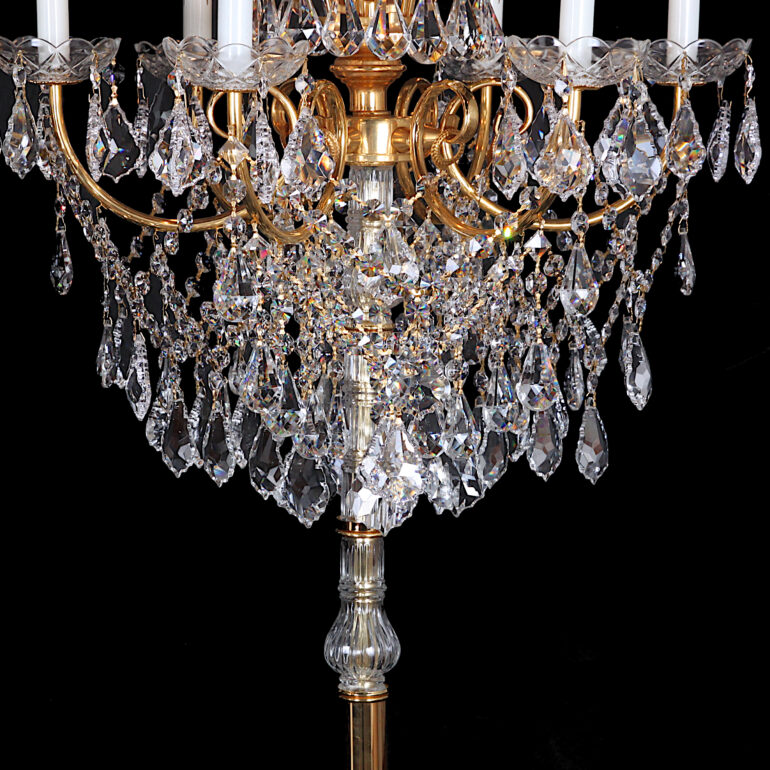 Vintage Gold Crystal Floor Chandelier / Candelabra C-BM | Antique Warehouse