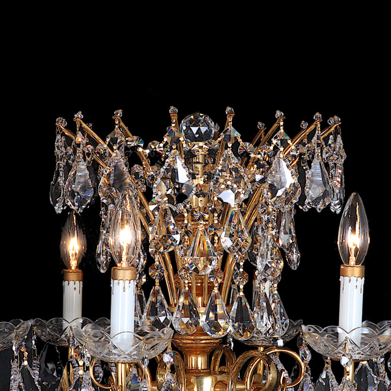 Vintage Gold Crystal Floor Chandelier / Candelabra C-BM | Antique Warehouse