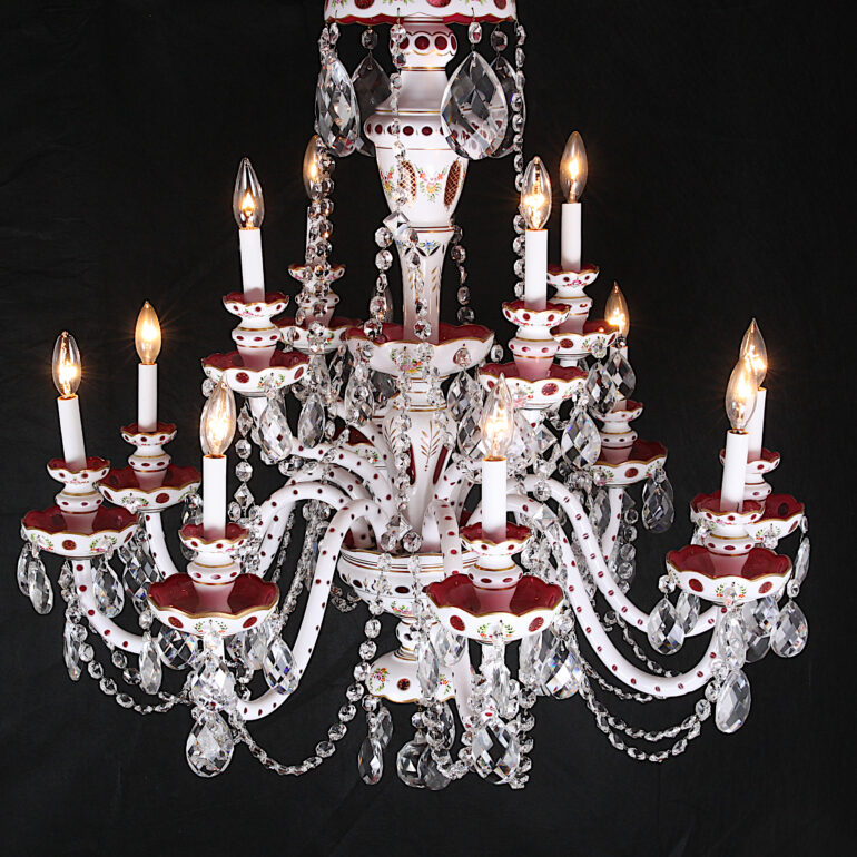 Large Vintage Czech Bohemian Crystal Chandelier | Antique Warehouse